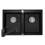 Set chiuveta granit STUDIO 2B & baterie FIDO - Negru