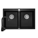 Set chiuveta granit STUDIO 2B & baterie BELLO - Negru