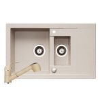 Set chiuveta granit STUDIO 78x48 & baterie FIDO - Bej