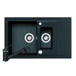 Set chiuveta granit STUDIO 78x48 & baterie FIDO - Negru