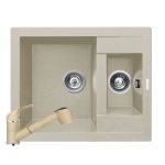 Set chiuveta granit STUDIO 59x48 & baterie FIDO - Bej