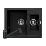 Set chiuveta granit STUDIO 59x48 & baterie FIDO - Negru
