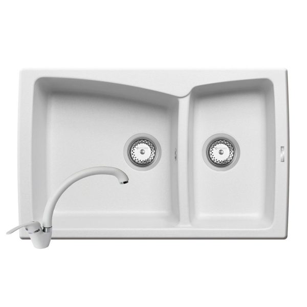 Set chiuveta compozit DELIA & baterie OSSIA - Alb