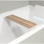 Riho raft bambus XL pentru cada freestanding Solid Surface - imagine 2