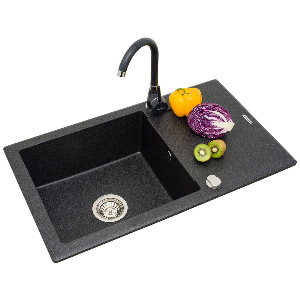 Set chiuveta granit MIDO PLUS & baterie BELLO - Black - imagine 2