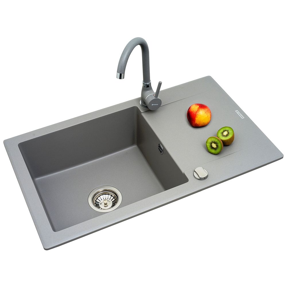 Set chiuveta granit MIDO PLUS & baterie BELLO - Grey - imagine 2