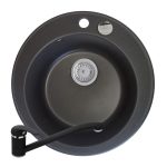 Set chiuveta granit ALYA 1B Ø49 & baterie ASALIA - Carbon