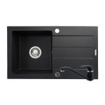 Set 2in 1 chiuveta granit PYRAMIS 1B1D + baterie ASALIA Black