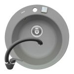 Set chiuveta granit ALYA 1B Ø49 & baterie OSSIA - Grey