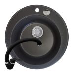Set chiuveta granit ALYA 1B Ø49 & baterie OSSIA - Carbon