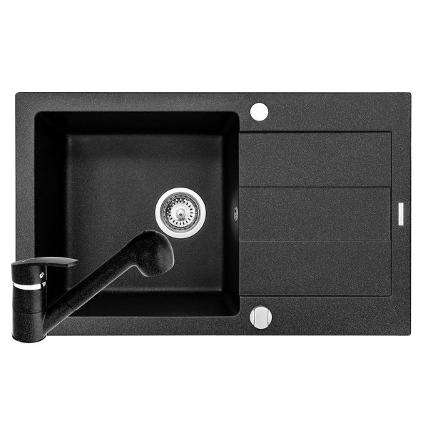 Set chiuveta granit SPARTA PLUS & baterie FIDO - Black