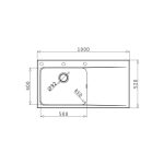 Chiuveta granit si inox PYRROS 100x52 1B 1D ST Snow - imagine 2