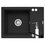 Set 3in1 chiuveta granit Cristal MINI 1B 1D ST Carbon