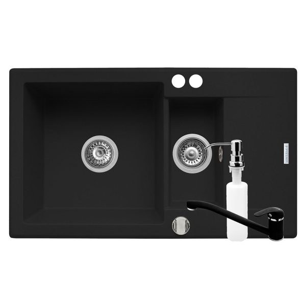 Set 3in1 chiuveta granit Cristal EXTRA 1 1/2B 1D ST Carbon