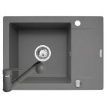 Set chiuveta KORFU 62x46 1B1D & baterie FIDO - Grey