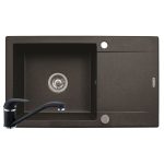 Set chiuveta KORFU 78x46 1B1D & baterie ASALIA - Black