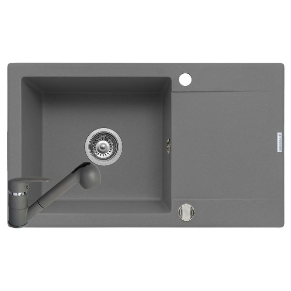 Set chiuveta KORFU 78x46 1B1D & baterie FIDO - Grey