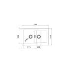 Set chiuveta KORFU 78x46 1 1/2B 1D & baterie BELLO - Carbon - imagine 3