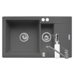 Set 3in1 chiuveta granit Cristal EXTRA 1 1/2B 1D ST Grey