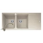 Set chiuveta soft compozit Pyramis SIERRA Durothek 116X50 2B1D ST + Baterie Ossia