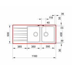 Set chiuveta soft compozit Pyramis SIERRA Durothek 116X50 2B1D DR + Baterie Fido - imagine 2