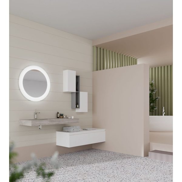 Savini Due Idea Lavoar din HPL 120x46 cm, cu 1 cuva stanga, culoare beton