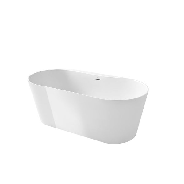 Roca Raina cada freestanding 159x79 cm, compozit Stonex, alb, ventil click-clack si preaplin incluse