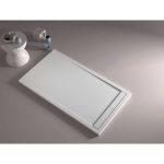 Stone Smart cadita dus 90x130 cm, compozit, sifon inclus, crem - imagine 2