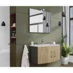 Savini Due Virginia set mobilier rovere oro-rovere scuro 80 cm cu 2 usi, lavoar ceramic 80 cm si oglinda reversibila 80x60 cm cu lampa Led