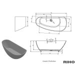 Riho Granada cada freestanding 170x80 cm, stanga, compozit Solid Surface - imagine 6