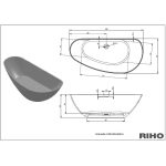 Riho Granada cada freestanding 190x90 cm, stanga, compozit Solid Surface - imagine 6