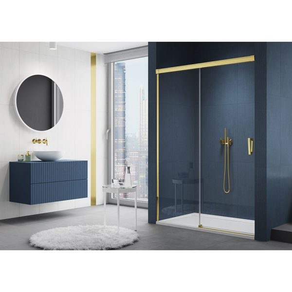 Sanswiss Cadura Gold Line usa dus culisanta 2 piese 110 cm, parte fixa dreapta, auriu