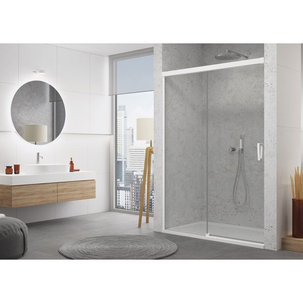 Sanswiss Cadura White Line usa dus culisanta 2 piese 170 cm, parte fixa dreapta, alb mat