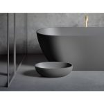 Riho Escala lavoar pe blat oval 55x32 cm, compozit Solid Surface, culoare antracit - imagine 3