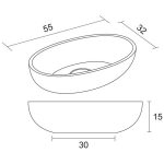 Riho Escala lavoar pe blat oval 55x32 cm, compozit Solid Surface, culoare antracit - imagine 4