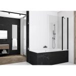 Sanswiss Solino Black Line paravan de cada 110 cm, cu parte fixa si parte mobila pivotanta, negru mat