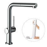 Hansgrohe Talis M54 270 1 jet, baterie bucatarie cu pipa rotativa extractabila, crom
