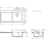 Hansgrohe S514-F450 SG chiuveta SilicaTec 51x77x19cm, stone gray - imagine 2