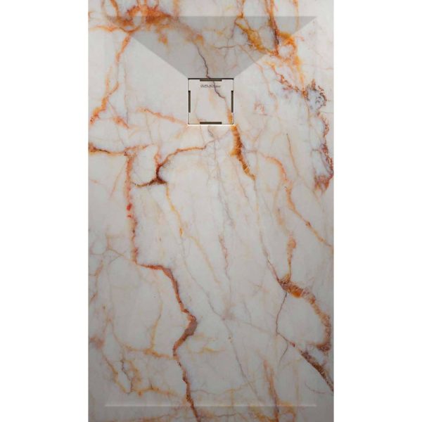 3D Marble Cream cadita dus 90x210 cm, compozit, sifon inclus