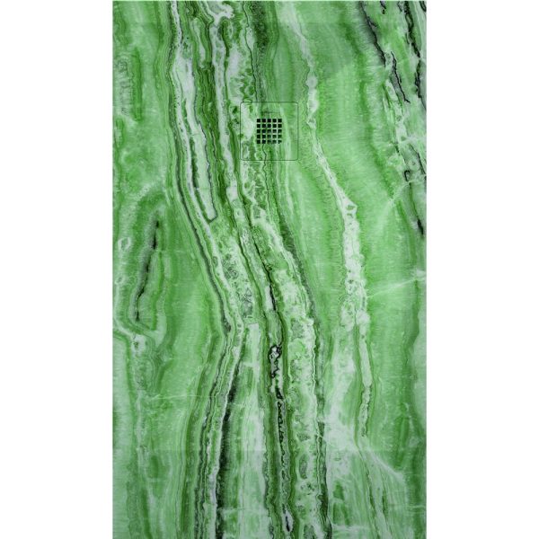3D Marble Green Travertine cadita dus 90x110 cm, compozit, sifon inclus
