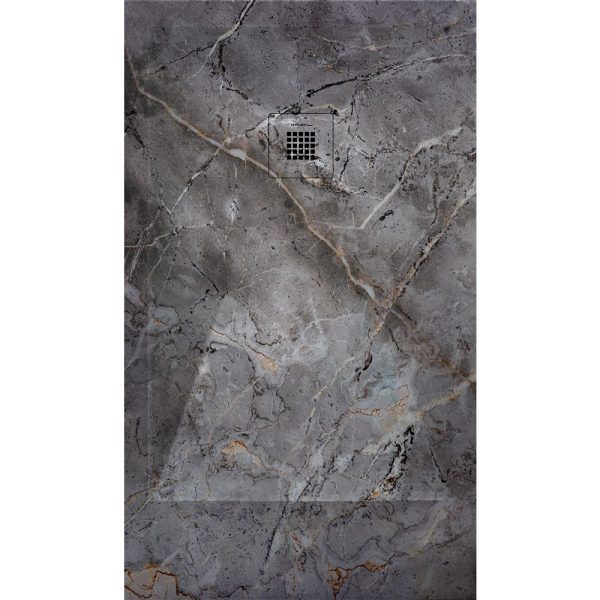 3D Marble Grey Jasper cadita dus 90x110 cm, compozit, sifon inclus