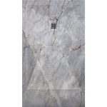 3D Marble Grey Quartz cadita dus 90x90 cm, compozit, sifon inclus