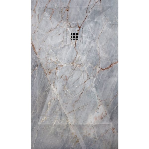 3D Marble Grey Quartz cadita dus 90x190 cm, compozit, sifon inclus