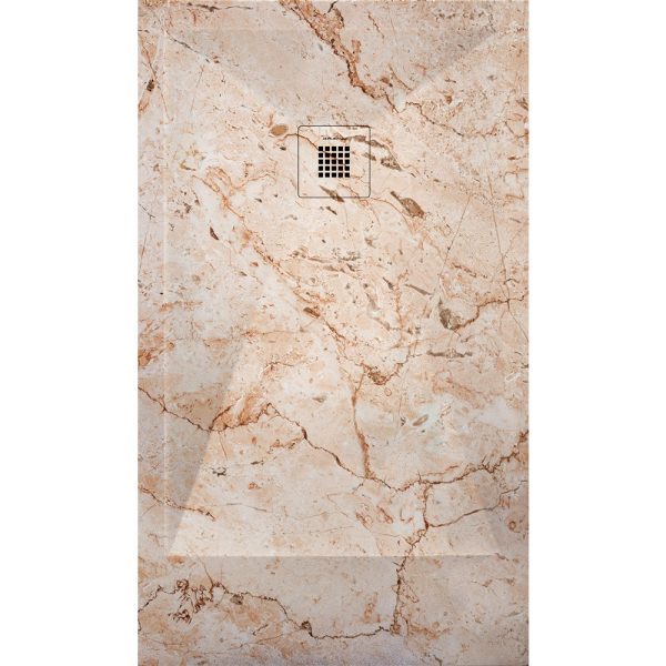 3D Marble Jasper cadita dus 90x90 cm, compozit, sifon inclus