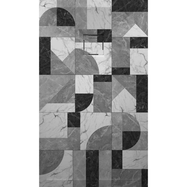 3D Marble Mix Black&White 01 cadita dus 90x100 cm, compozit, sifon inclus