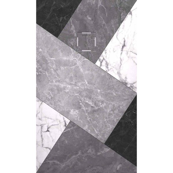 3D Marble Mix Black&White 02 cadita dus 90x100 cm, compozit, sifon inclus