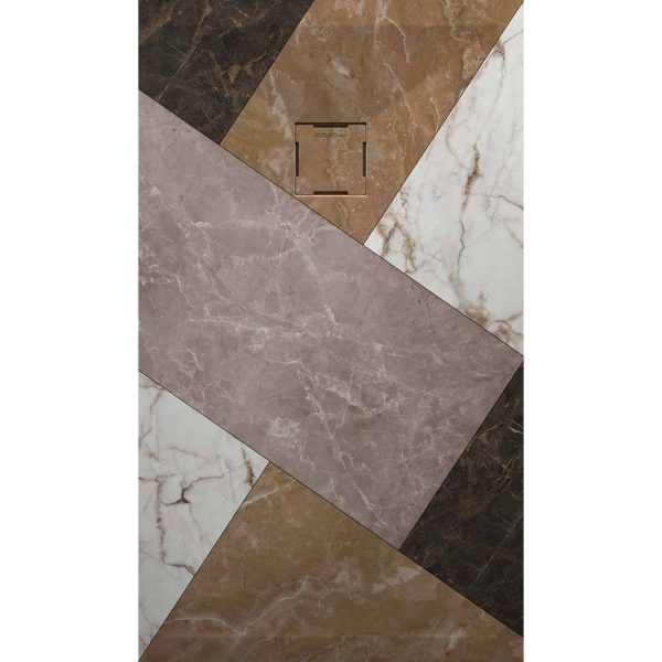 3D Marble Mix Color 02 cadita dus 90x190 cm, compozit, sifon inclus