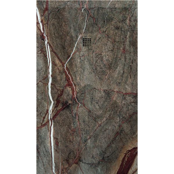 3D Marble Rain Forest Brown cadita dus 70x80 cm, compozit, sifon inclus
