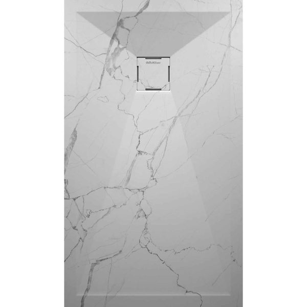 3D Marble White cadita dus 90x100 cm, compozit, sifon inclus