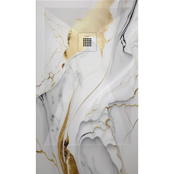 3D Marble Gold Veine cadita dus 90x120 cm, compozit, sifon inclus